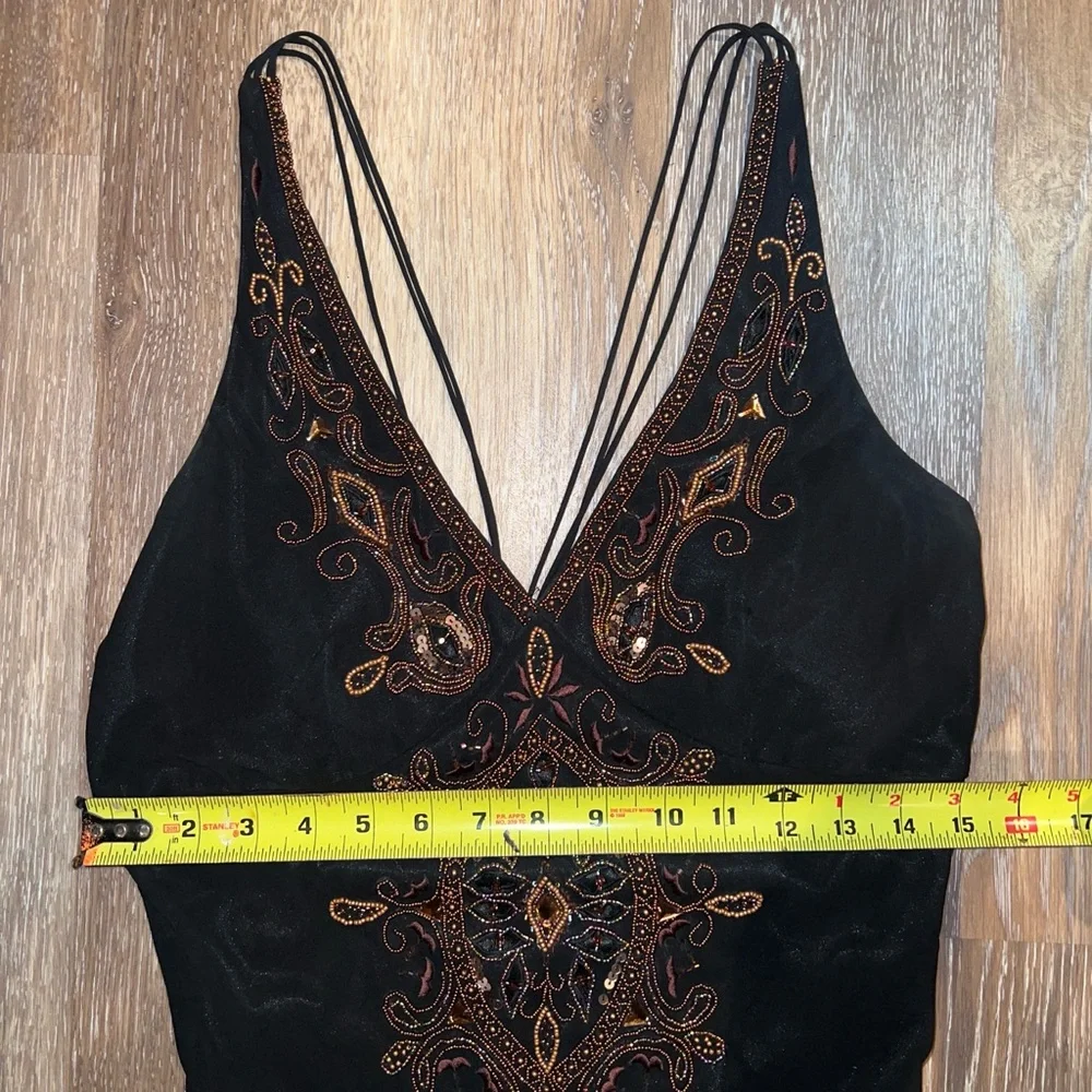 Vintage Cachè Chic Black and Brown Embellished Evening Gown - Picture 11 of 12
